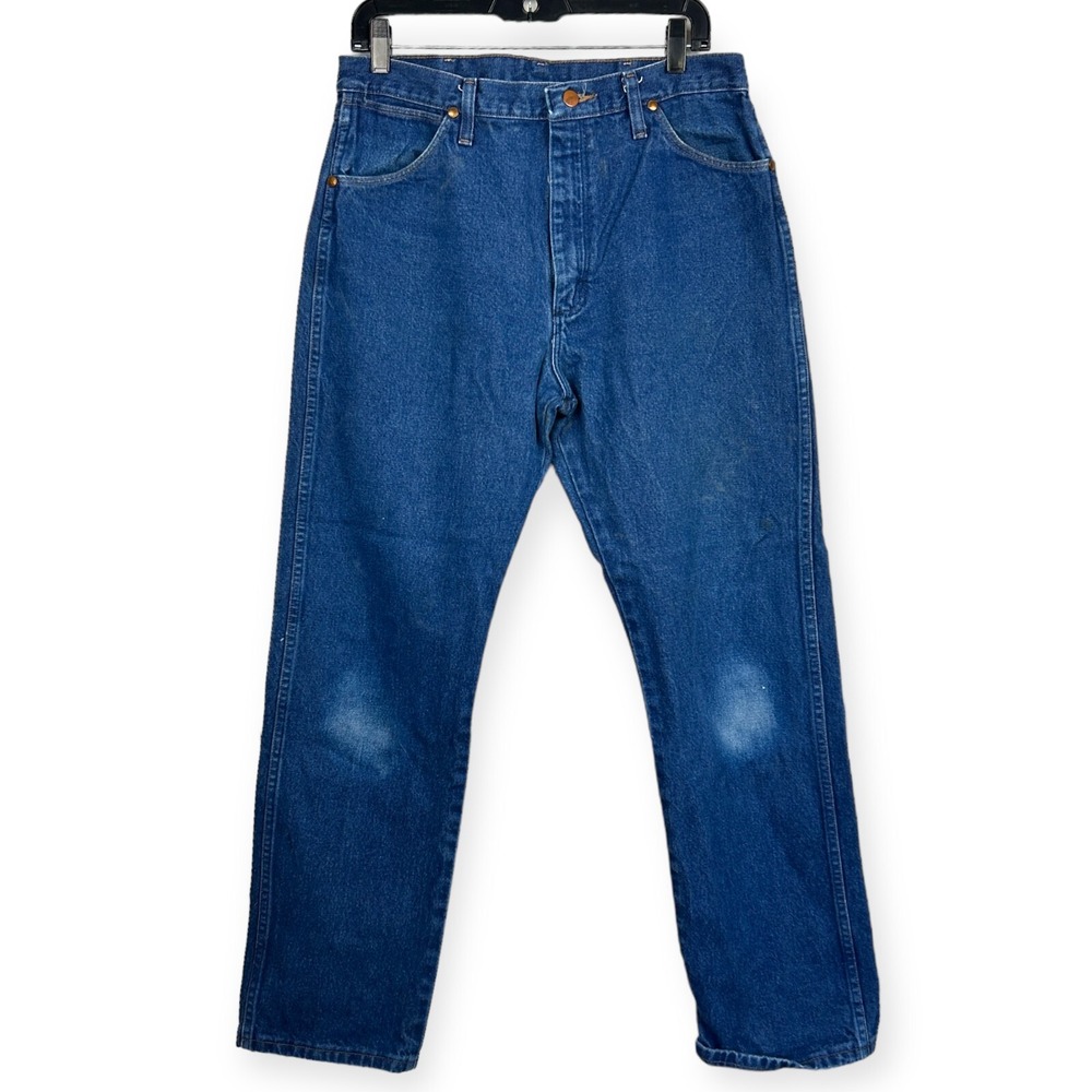 Wrangler Cowboy Cut Jeans Mens 34x32 Blue 13MWZPW Straight Leg Denim Medium Wash